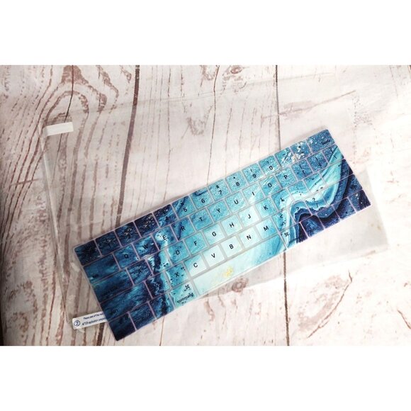 Blue Laptop Sleeve With Aqua Keyboard Cover, Screen Protector For MacBook Air - Picture 3 of 9